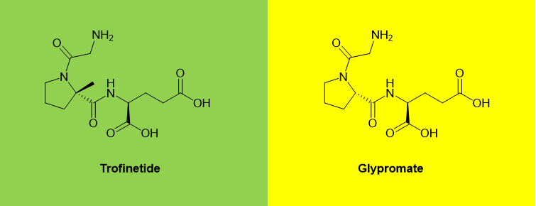 Comparison of Chemical Structures of Trofinetide and Glypromate