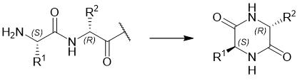 DKP formed by peptide with N-terminal L-D amino acid