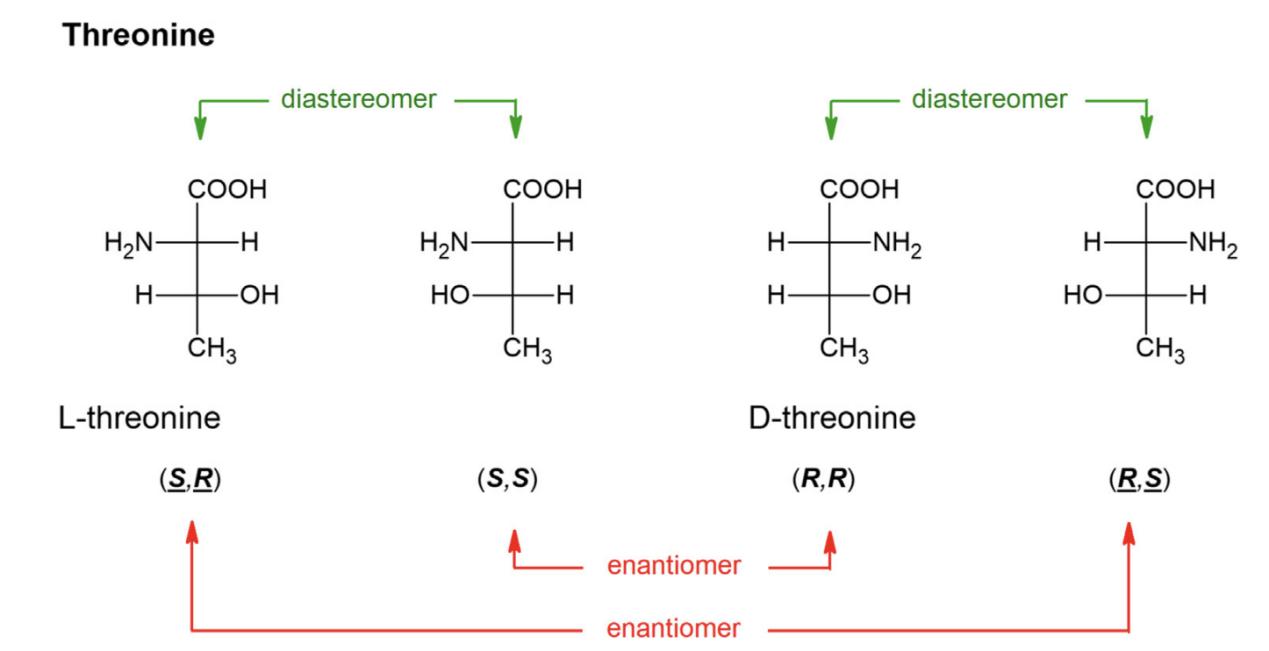 Stereoisomers of threonine (Thr).