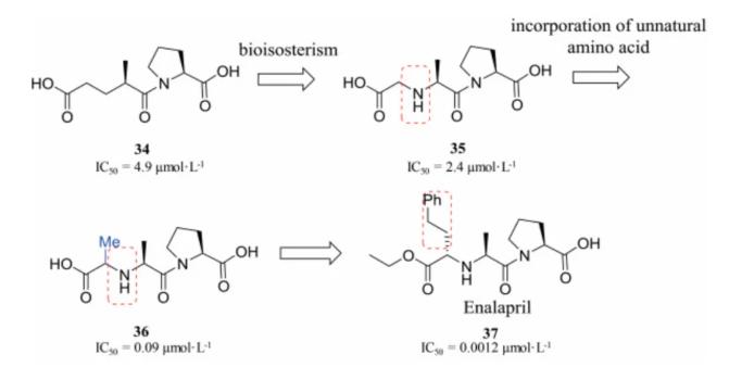 Introduction of unnatural amino acid to improve the inhibitory activity of ACE