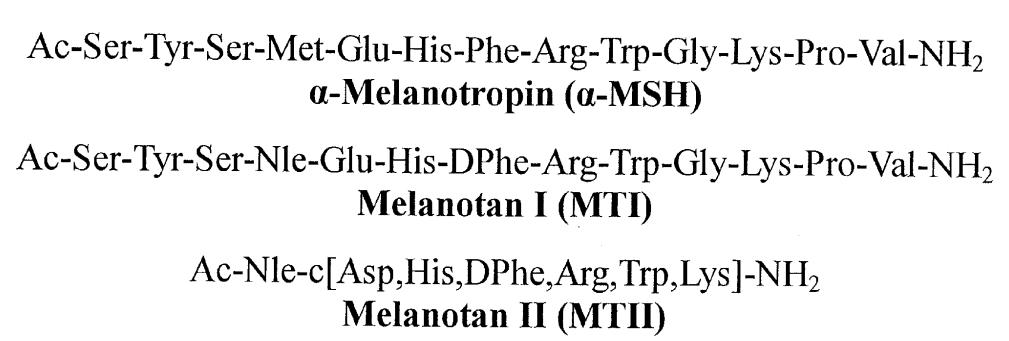 Different structures of NDP-MSH and MTII.